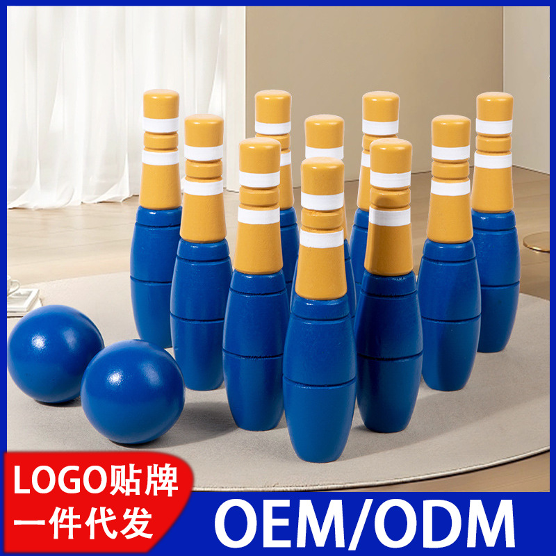 Children's Wooden Bowling Indoor Outdoor Sports Parent-Child Interactive Kindergarten Baby Early Education Ball Toys