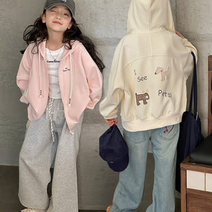 Girls' Spring and Autumn Coat 2025 New Korean Style Western Style Casual Hooded Top Girls' Children's Coat