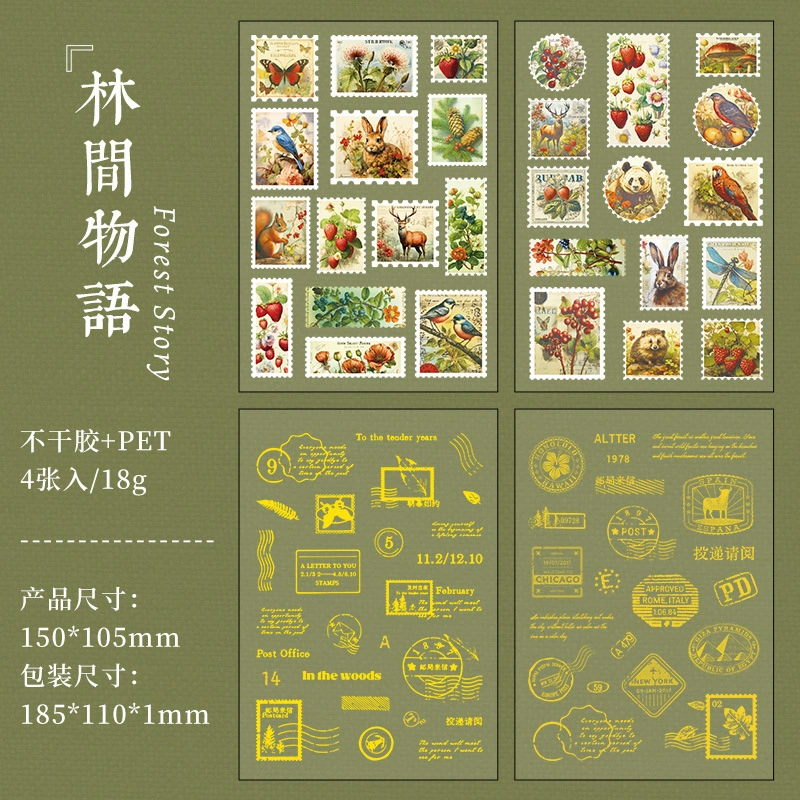 Retro stamps, sticker, base stationery, DIY