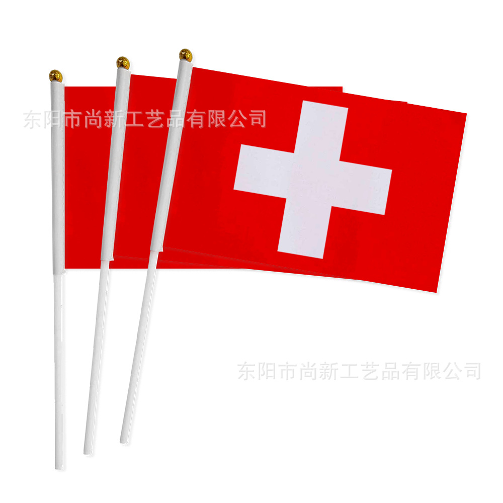 20 × 28cm Bandera del mundo con bandera de mano con barra de bandera de poliéster impresa en pantalla