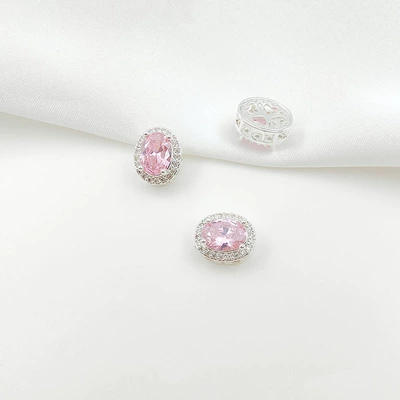 Zərgərlik ara hissələri Flower Porous Spacer Beads Handmade - style-13-pink-zirconium-9511mm-pure-silver