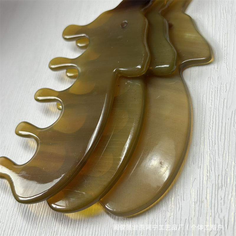 Natural Horn Scalp Massage Comb Buffalo Horn Gua Sha Beauty Comb Gift Comb 10-15CM quality and texture