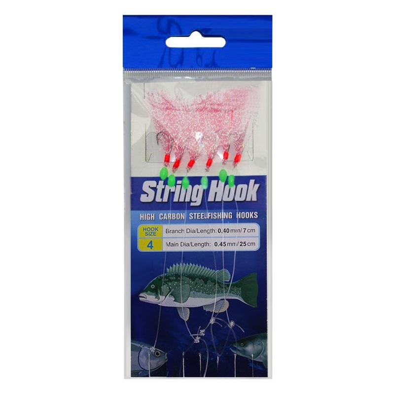 Ganchos de hilo coloridos Weihe Sports para pesca con señuelos, 1 hilo con 6 cebos, Weihai Fishing Gear al por mayor.