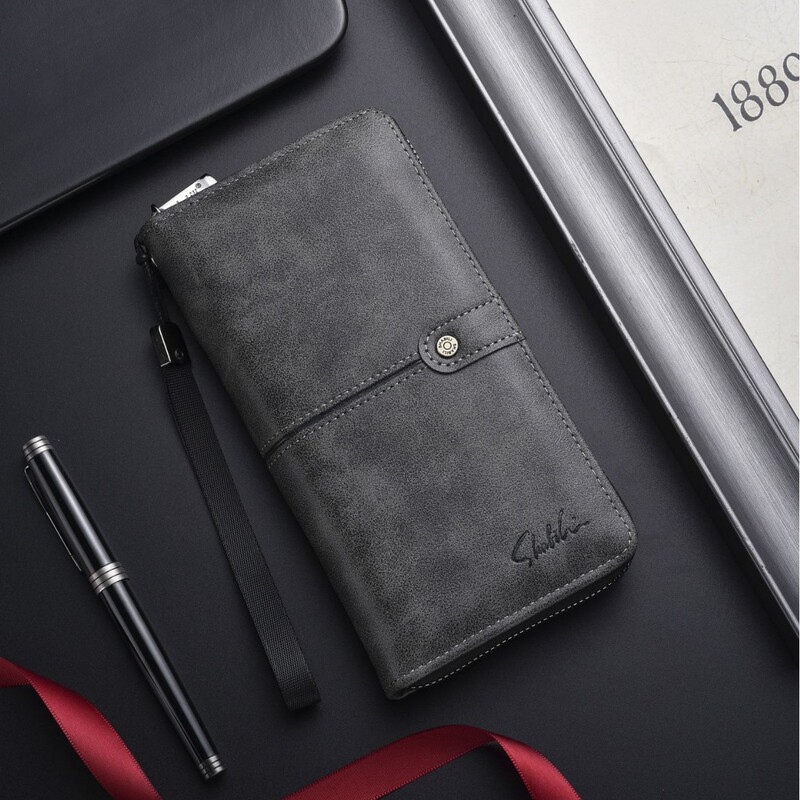 Cross-Border Hot-Selling Long Wallet Men's Pu Leather Retro Handbag Large Capacity Clutch Bag Men's Portable Mobile Phone Bag Cross-Border Hot-Selling Long Wallet Men's Pu Leather Retro Handbag Large Capacity Clutch Bag Men's Portable Mobile Phone Bag