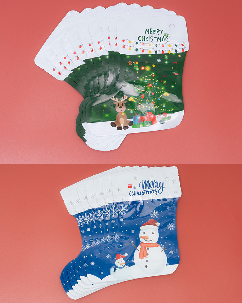 Cute Style Christmas Cute Christmas Tree Santa Claus Christmas Socks Aluminum Laminated Films Composite Cpp Festival Gift Bags