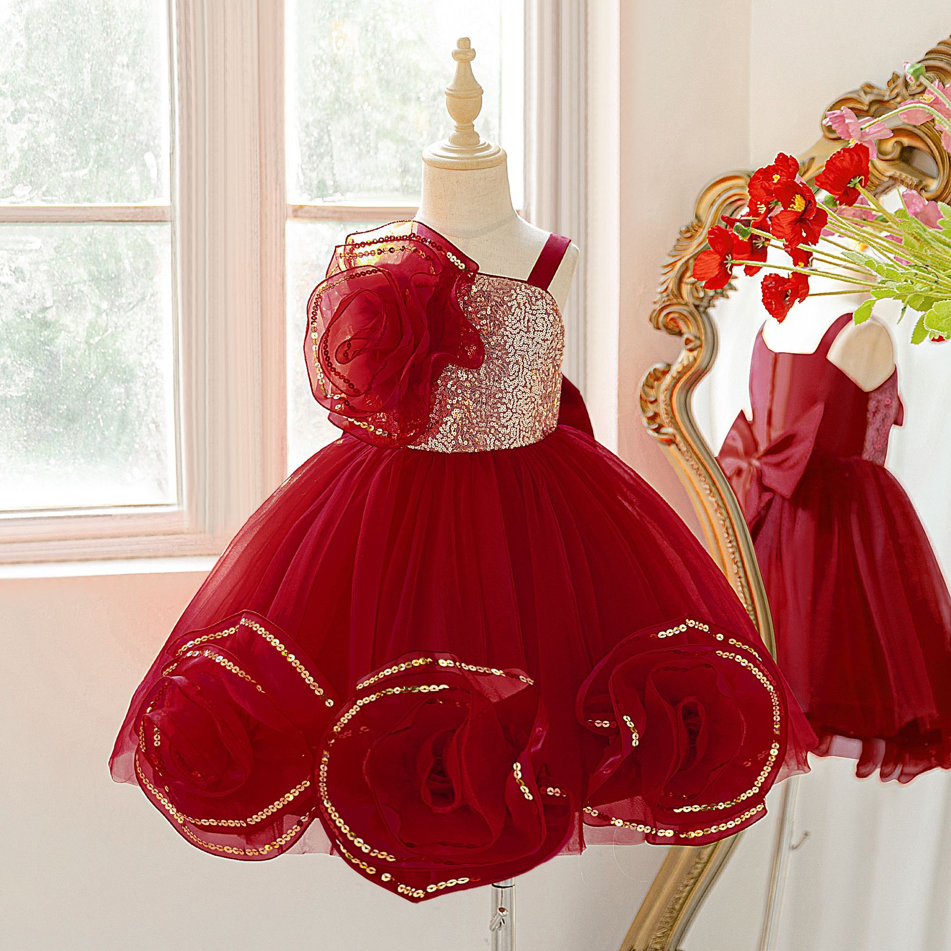 Vestido para niños de Amazon, vestido de princesa, vestido de flor, vestido de fiesta de niña de flores, vestido de noche de un año de bebé