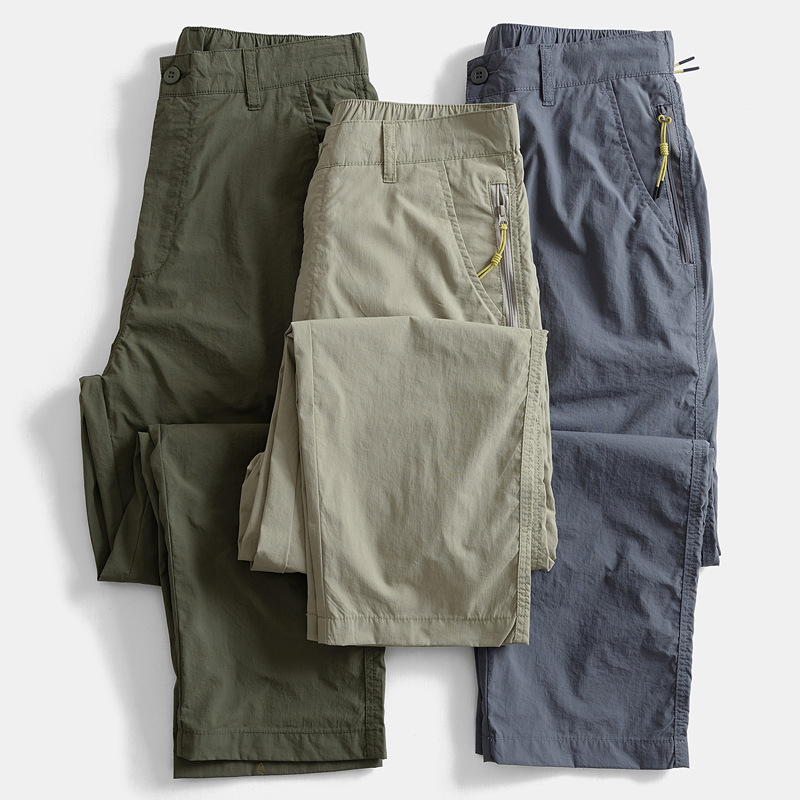 Japanese Retro Straight-Leg Summer Lightweight Quick-Dry Men's Outdoor Casual Sports Thin Loose Solid Color Work Pants