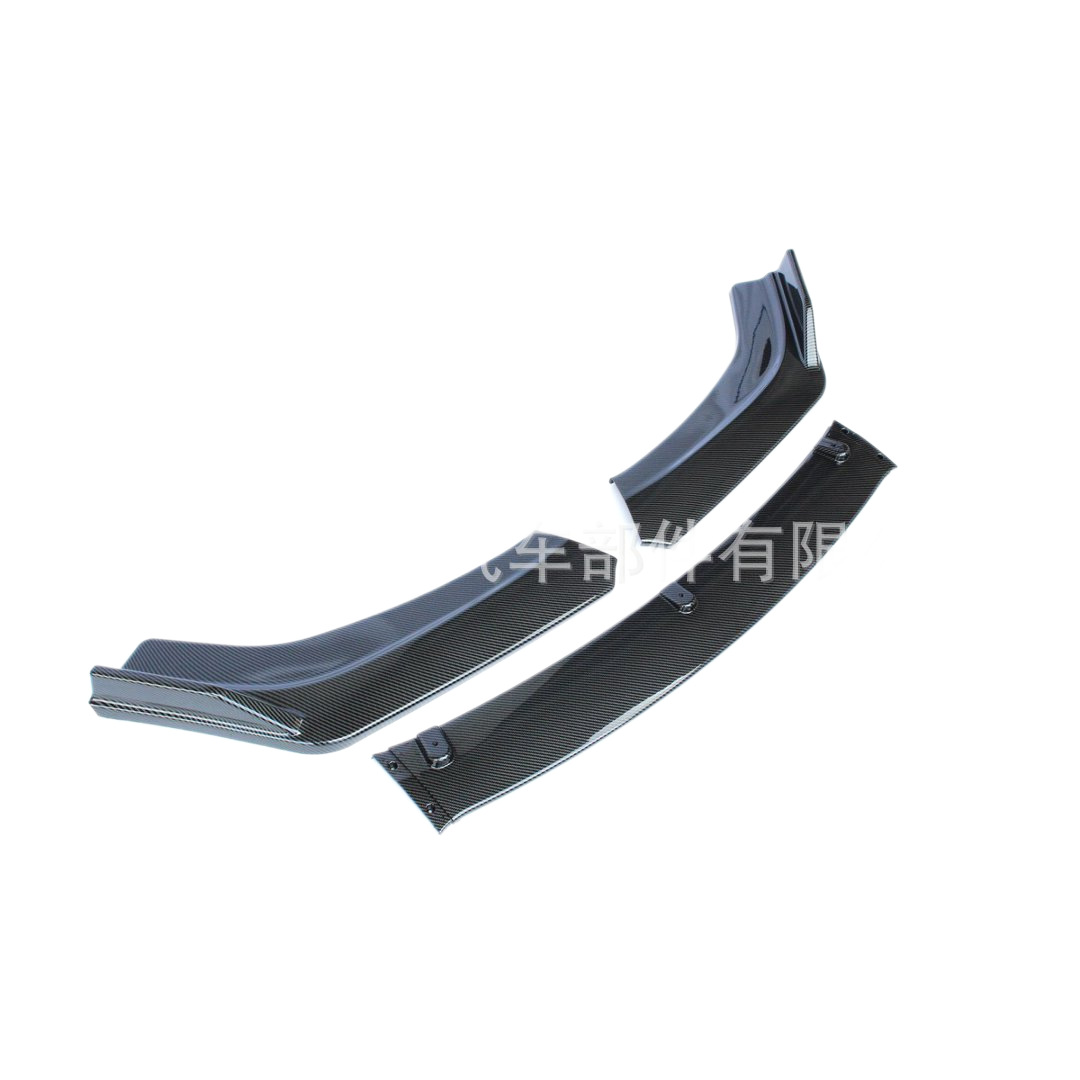Universal car front spoiler, three-section front lip, front lower bumper, carbon fiber pattern, full body kit, spoiler modification