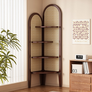 Corner Storage Rack Solid Wood Floor-To-Ceiling Wall Corner Storage Cabinet Living Room Triangle Cabinet Restaurant Corner Bookshelf Storage Cabinet