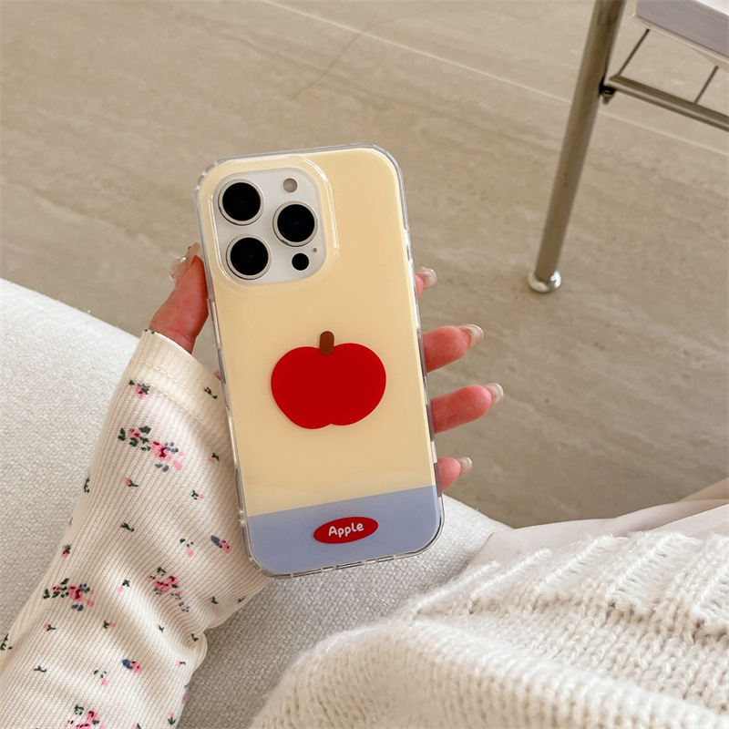 Simplicidad ins color a juego, manzana roja, funda para teléfono móvil 16ProMax iphone13/14 Apple 15 colgante 16 mujeres