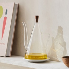 厨房简约油壶高硼硅玻璃家用酱油醋瓶香油调味壶实木塞防漏油壶