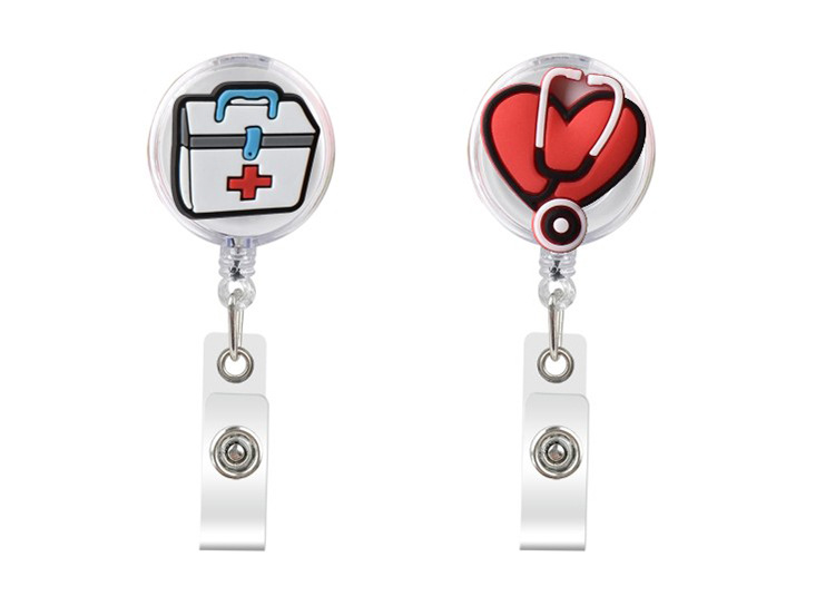 Cross-border Can Buckle Doctor Nurse Flexible Glue Pvc Work Permit Name Badges Holder Certificate Retractable Buckle Name Tag Clip display picture 4