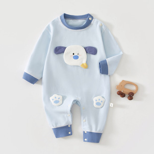 2025 New Autum Pure Cotton Baby Jumpsuits for Full Moon and 100 Days, Men's and Women's Long-Sleeved Fashionable Outing Clothes