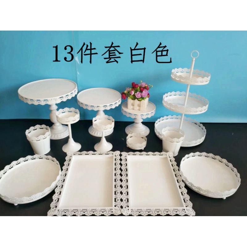 Tabla de postres de boda portapaste combinación set set de hierro forjado europeo 13 piezas set de decoración de bandeja West Point image 17
