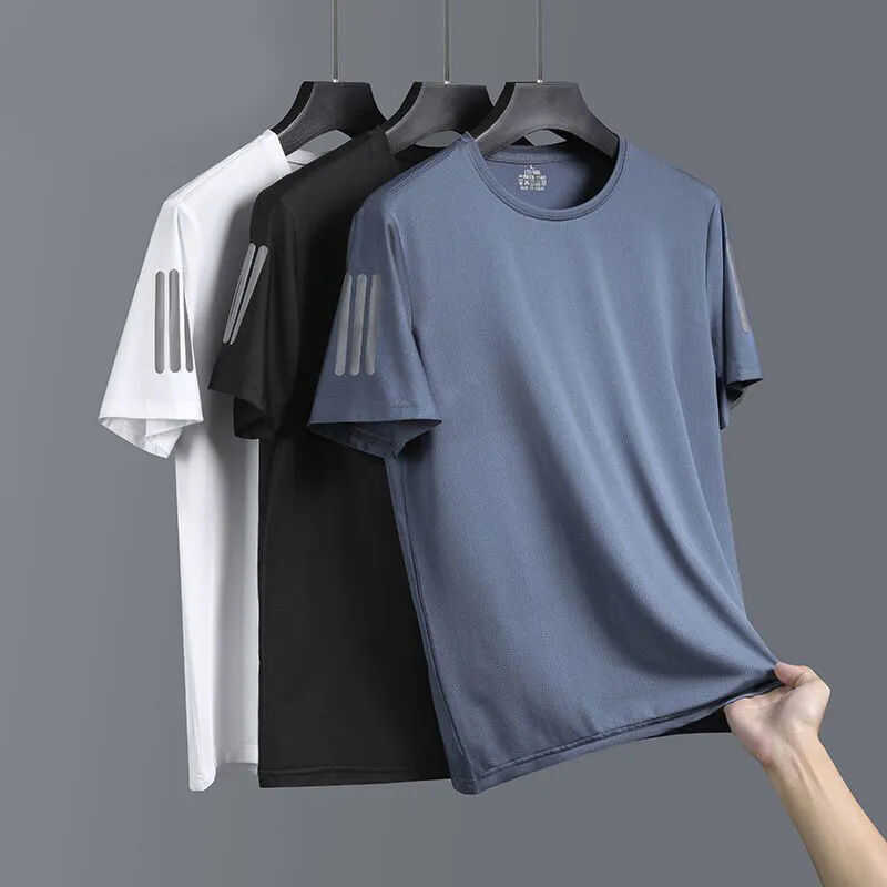 Clearance-Ice Silk Short-sleeved T-shirt Men's Summer Loose Large Size Quick-drying Casual Sports Top Round Neck T-shirt Men's Clearance-Ice Silk Short-sleeved T-shirt Men's Summer Loose Large Size Quick-drying Casual Sports Top Round Neck T-shirt Men's