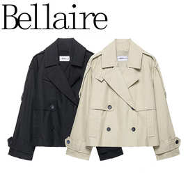 ZA外贸批发欧美风 法式 女装 时尚百搭潮流防泼水短款风衣0518240