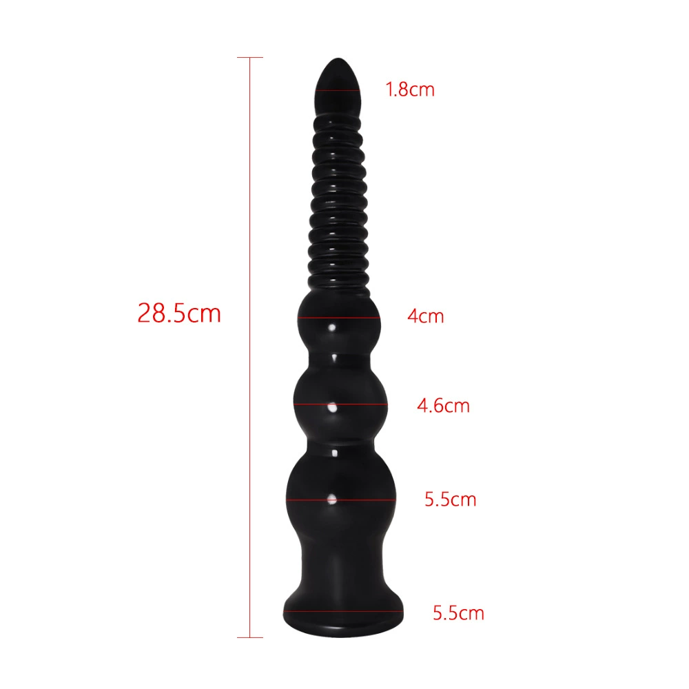 Anal plug extra‑long, large sizes, flared base, black or skin color
