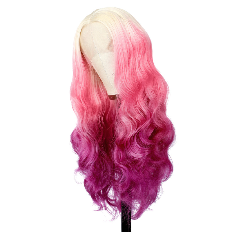 Amazon New Product 13*4 Front Lace Wig 613 Long Curly Hair Women's Synthetic Fiber High Temperature Fiber Wig