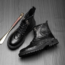 马丁靴男款潮流英伦风皮靴男士真皮工装靴子冬季新款加绒切尔西靴