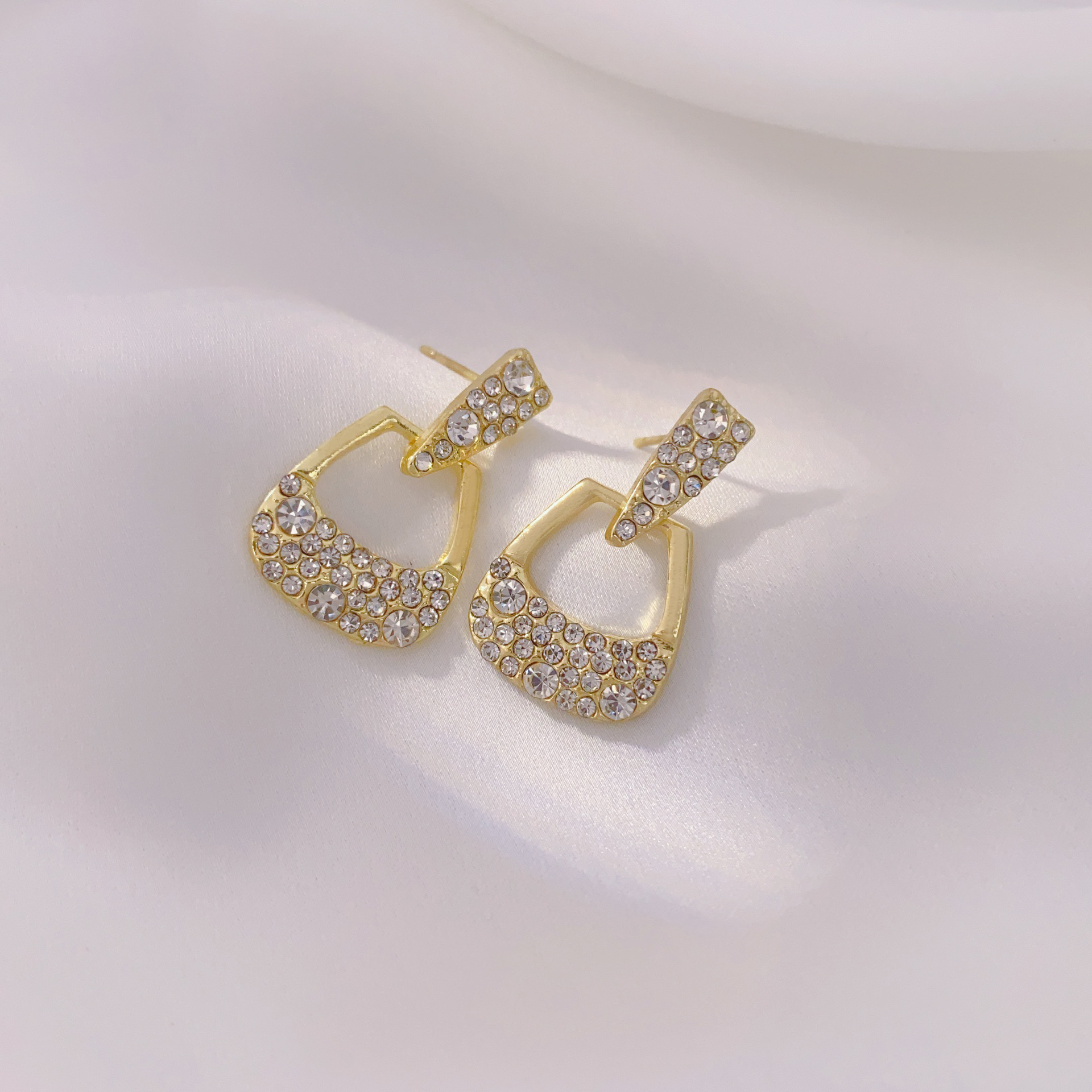 韓國氣質滿鑽包包耳環2021年新款潮韓時尚個性耳飾品女耳墜銀針