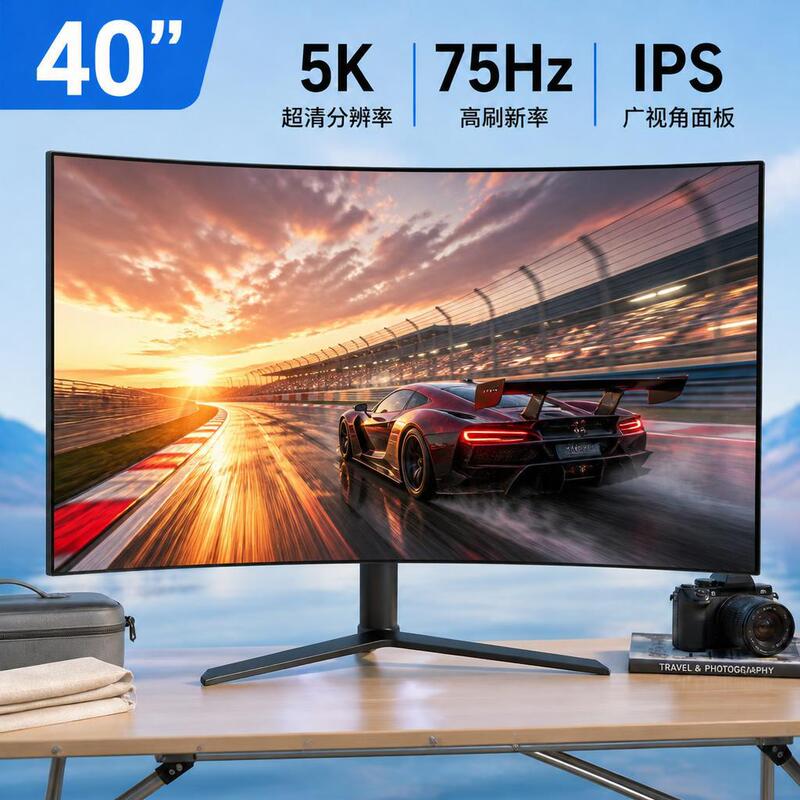 External monitor 40-inch 5K 75Hz IPS curved 21:9 ultra-wide screen for office and gaming desktop computer display