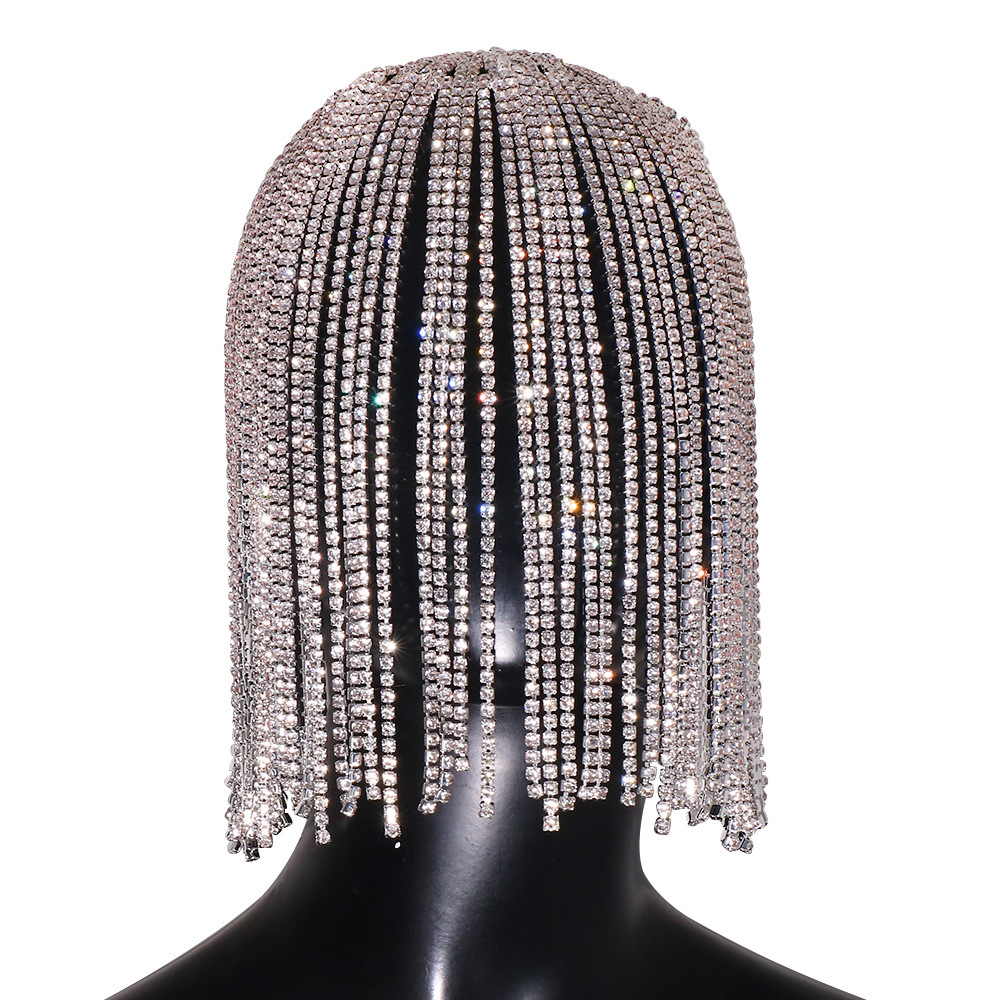 Nueva moda rhinestone Cadena de pelo de las mujeres europeas y americanas sexy exagerado de múltiples capas de lujo borla accesorios para el cabello tocado