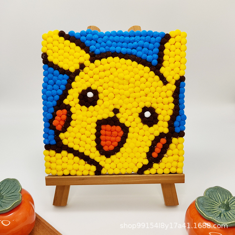 DIY ヘアボール絵画手作り材料パッケージクリエイティブ子供の漫画アニメーション装飾絵画ステッカー絵画屋台卸売|undefined