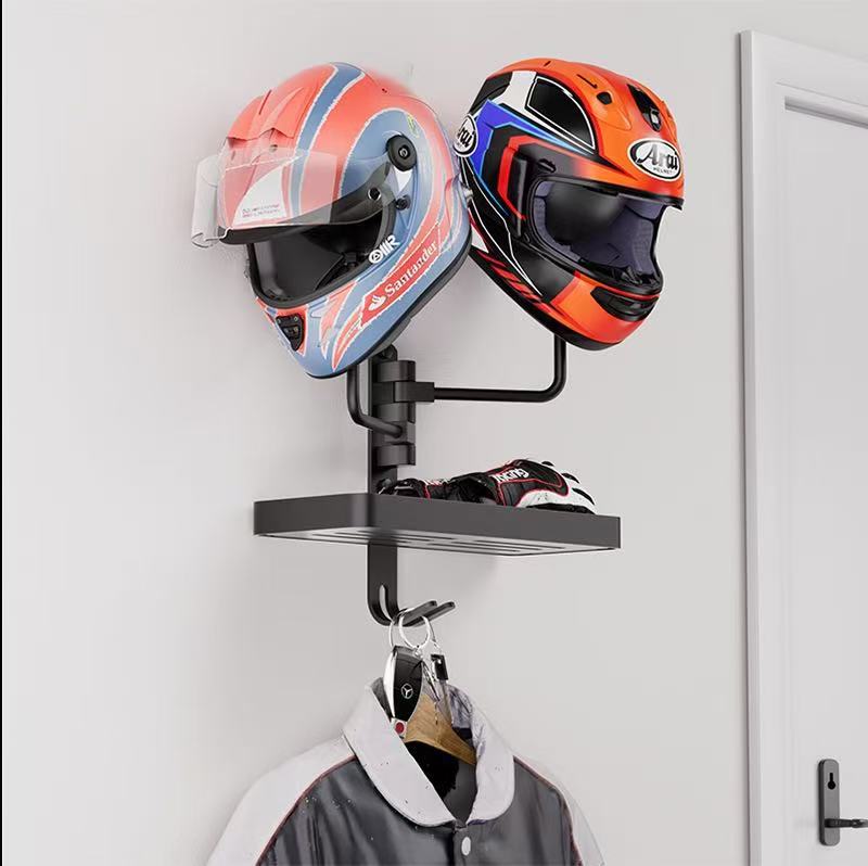Wall-Mounted Motorcycle Helmet Rack Suitable for a Variety of Helmet Brackets, Punch-Free Display Rack, Hat Storage and Anti-Deformation