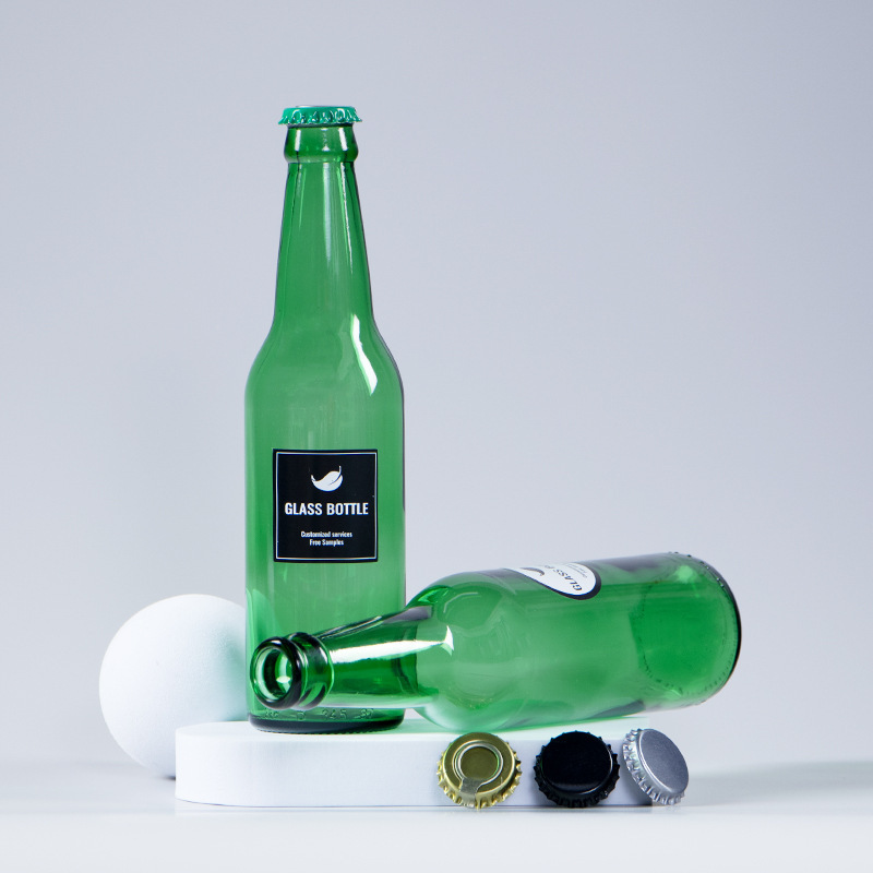 高档玻璃啤酒瓶绿色玻璃酒瓶汽水瓶饮料瓶330ml经典空酒瓶
