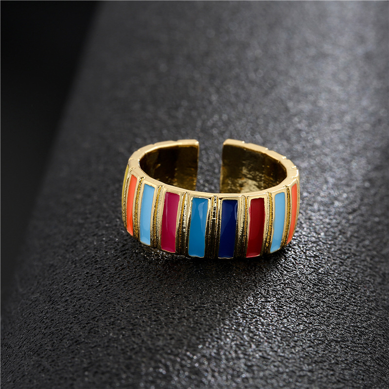 Fashion Candy Color Oil Dripping Geometric Opening Copper Ring Wholesale Nihaojewelry display picture 4