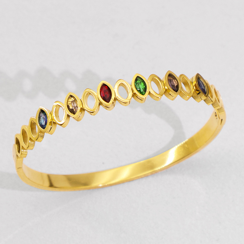 Stainless Steel Gold Bracelet 18K Vacuum Electroplating Inlaid Zircon Women's Bracelet Wrist Fashion Accessories Ready for Sale Stainless Steel Gold Bracelet 18K Vacuum Electroplating Inlaid Zircon Women's Bracelet Wrist Fashion Accessories Ready for Sale