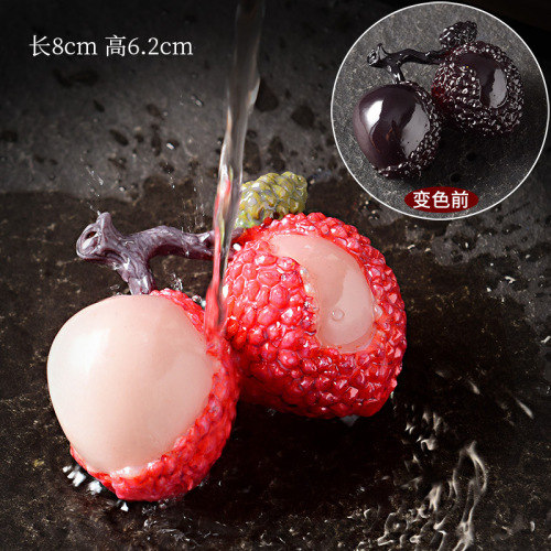 Creative tea play, changeable color lychee tea pet, Zen tea tray, small bubble tea table decoration, tea set, tea platform, tea ceremony, can be raised