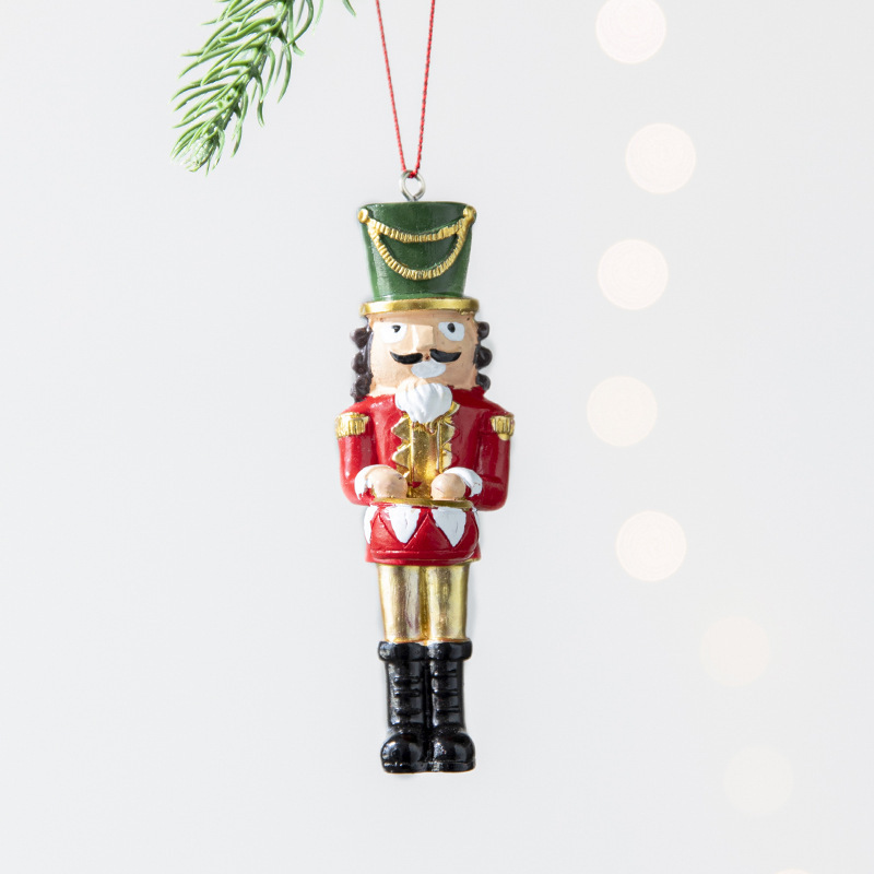 クロスボーダー人気の10CM樹脂くるみ割り人形兵士ペンダントクリスマスツリーアクセサリー装飾ペンダント|undefined