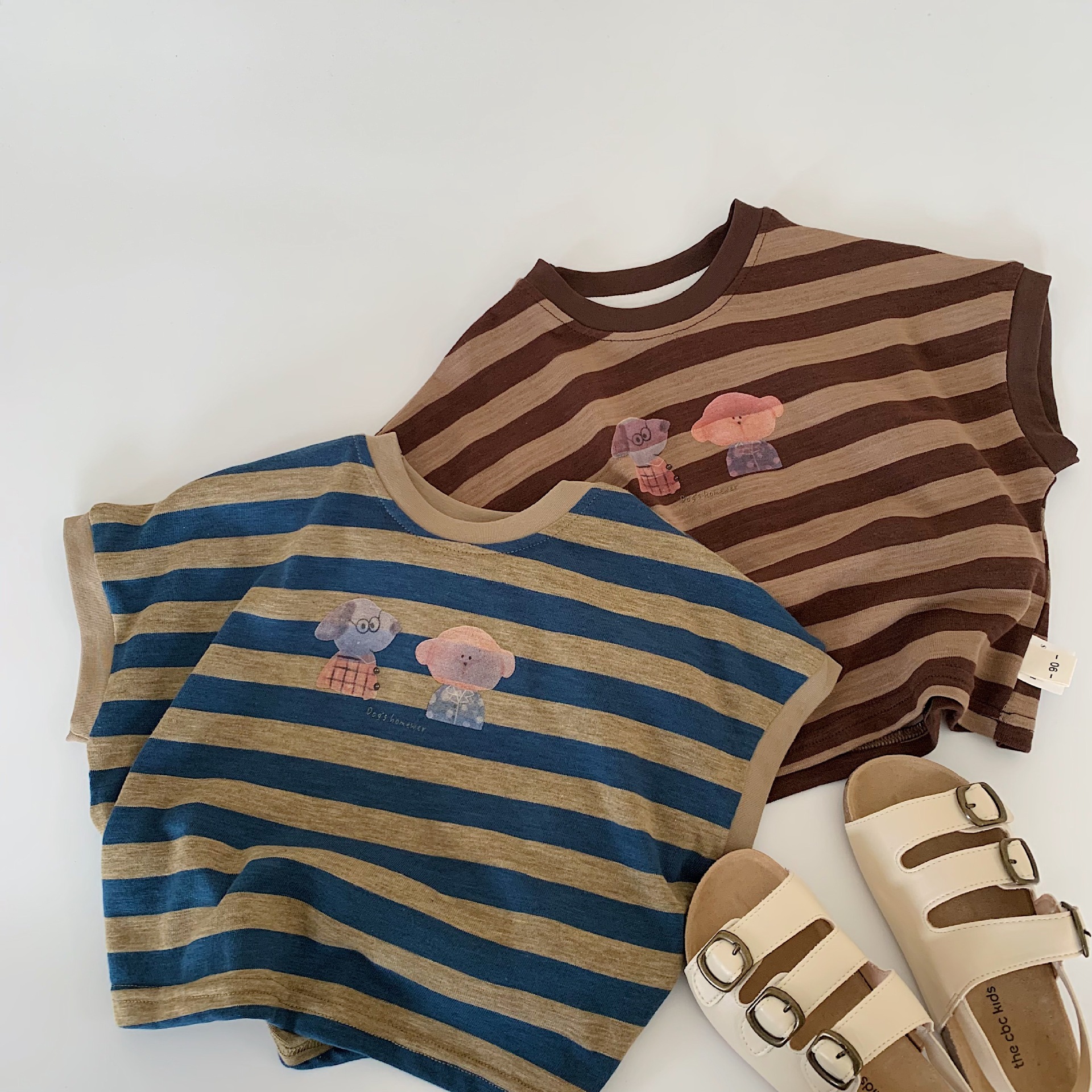 Camiseta de manga corta para niños Maibao 2025 verano nuevo jersey de rayas sin mangas para niños bebé tipo A ropa para niños al por mayor