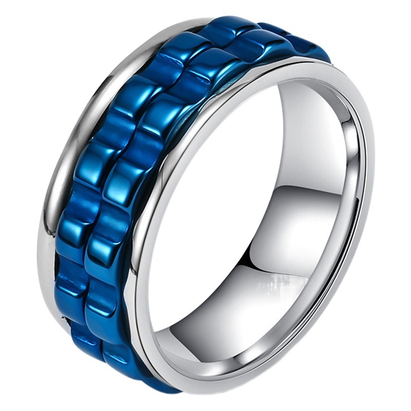 El anillo de descompresión de engranajes giratorios transfronterizos de comercio electrónico alivia la ansiedad nicho ligero diseño de lujo joyería de mano de acero de titanio