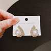 Earrings, silver needle from pearl, fashionable beads, silver 925 sample, bright catchy style