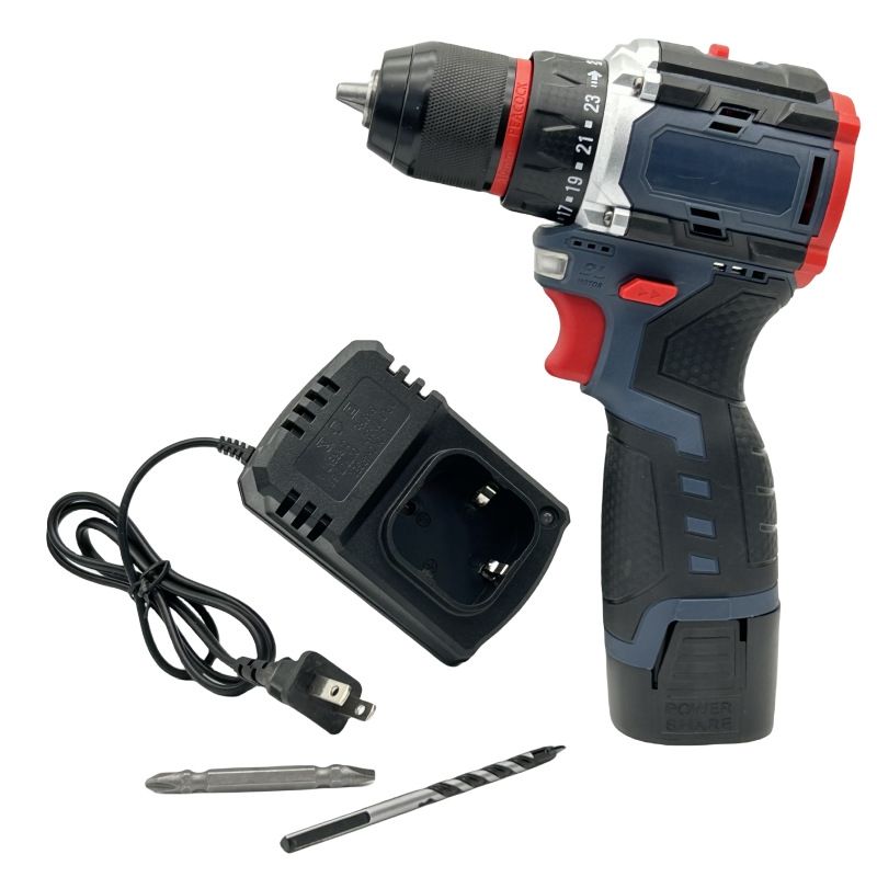 Venta al por mayor sin escobillas taladro recargable pequeña pistola de acero batería de litio gran par impacto taladro de mano destornillador eléctrico