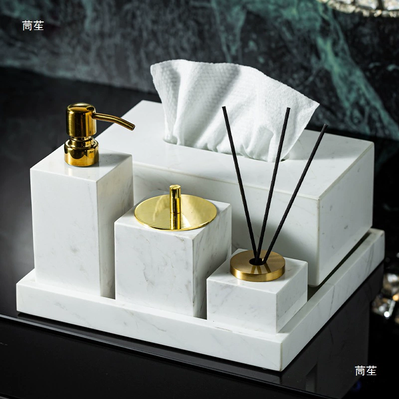 Marble set for hotel, hand sanitizer, container, storage system, light luxury style