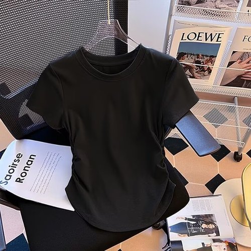 Direct Manufacturer Sales Women's Short-Sleeve T-Shirt Summer Design Sensory Fitted Slimming Uncommon Women's Fashion Hot Girl Round Neck Top