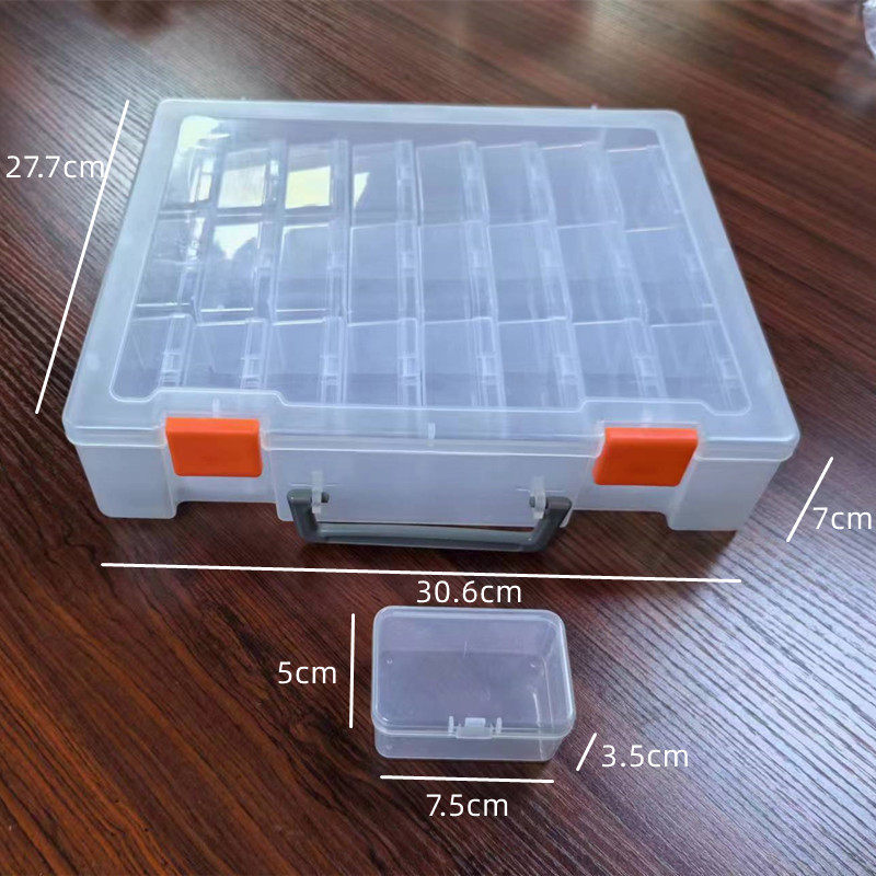 Caja de almacenamiento de cuentas pequeñas de plástico mini transparente con tapa de bisagra y caja de joyería cuadrada de uñas transparente rectangular