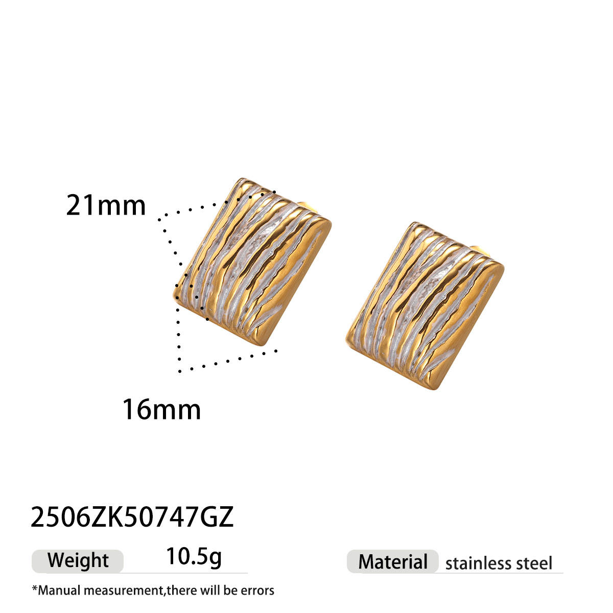 Taena Pendientes de acero inoxidable europeos y americanos, lujo ligero, alta calidad, línea de rayas de oro de 18k, pendientes irregulares, modelos calientes