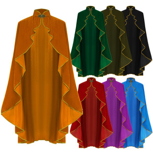 Halloween Medieval Cos Collar Shawl Coat Gold Velvet Phnom Penh Buckled Cape cosplay Performance Suit