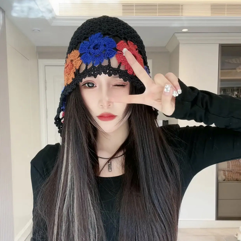 Japón ganchillo a mano hueco gorra retro red fotos de flores gorra gor