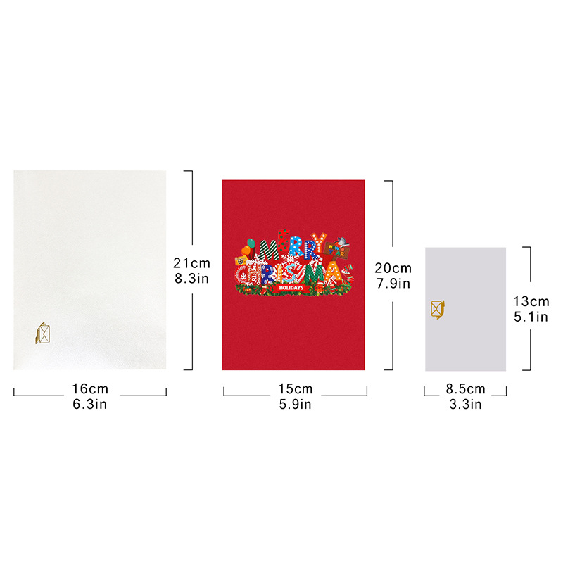 Description Picture 3 of itemChristmas Card 3D Stereo Music Light Greeting Card Santa Xmas Festival NewYear Winter Holiday Greeting Cards with Envelopes 2025
