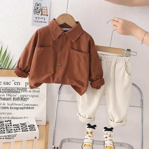  New Boys Fashion Autumn Outfit Factory Wholesale 1-Year-Old Children Korean Style Casual Two-Piece Set 4 Small Children Set