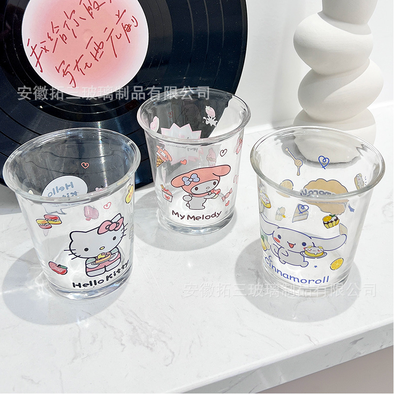 Glass water Cup cute cartoon flip Milk Cup South Korea ins style couple home breakfast juice coffee cup