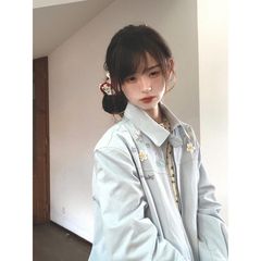 独特漂亮外套女春秋季新款设计感小众潮牌短款刺绣翻领夹克潮流