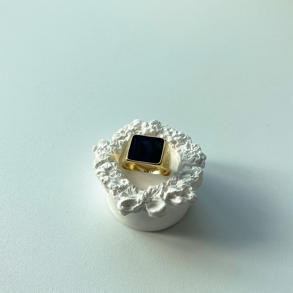 Simple Style Square Copper Enamel Open Ring 1 Piece