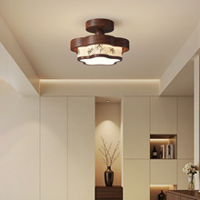 过道吸顶灯新中式宋代美学胡桃木色护眼入户玄关灯护眼卧室床头灯