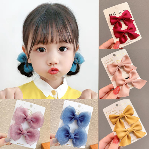 2 pairs Children girls baby hairpin bow tie headdress modern dance cute princess little girl hair accessories toddlers barrette clip baby hairpin